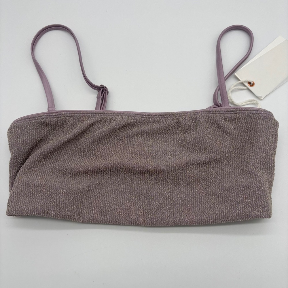 Good American Sparkle Bralette Bikini Top GSW0094 Lavender Size 0 NEW